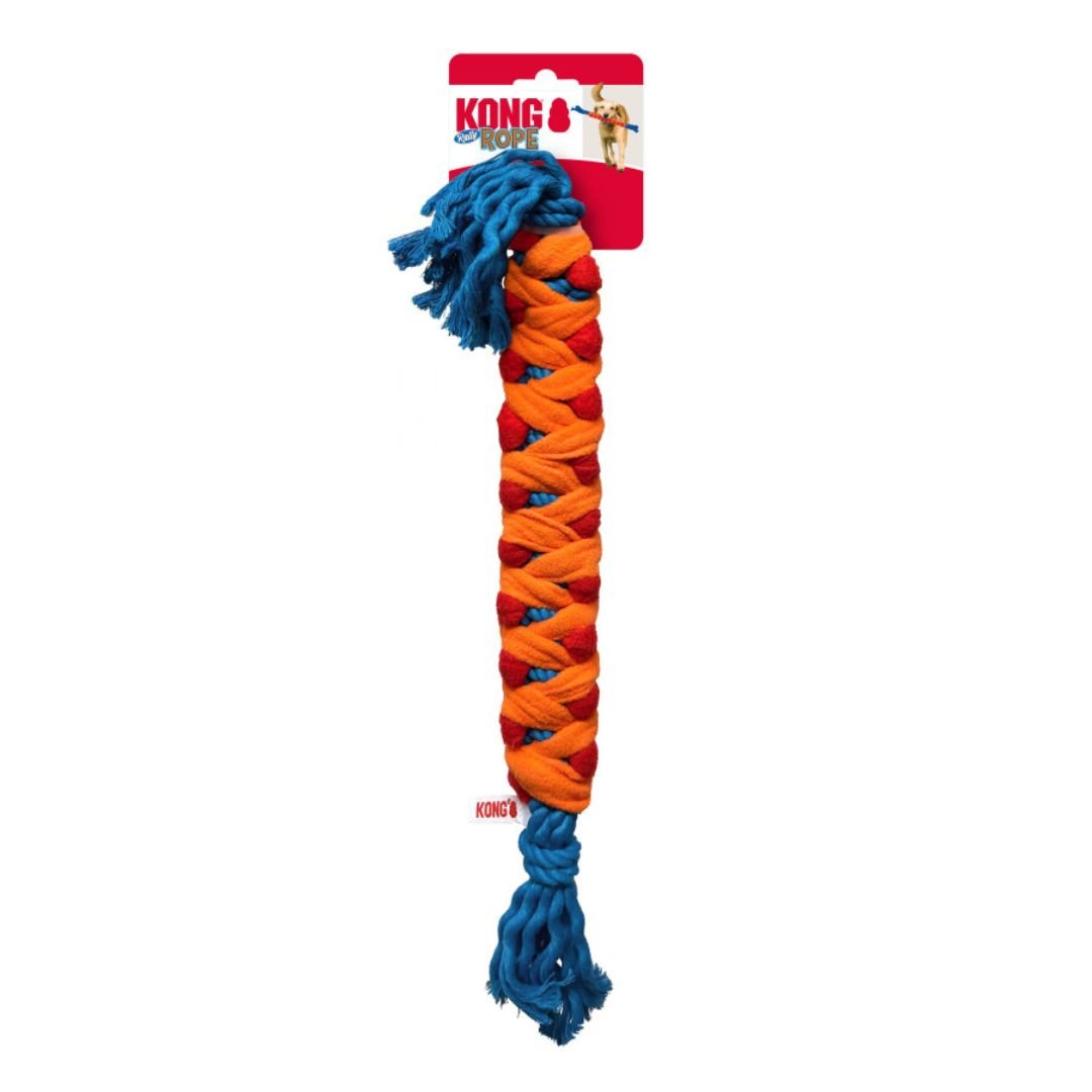 KONG Rope Rally Stick Dog Toy – Medium (Red/Orange/Blue) - Pets Perfect