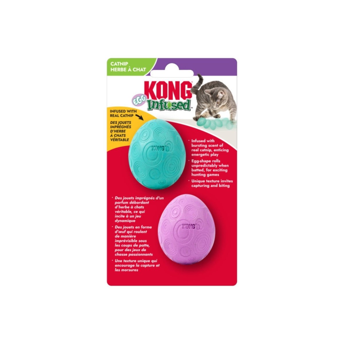 KONG Infused Catnip Egg Cat Toy 1ea/2 pk - Pets Perfect