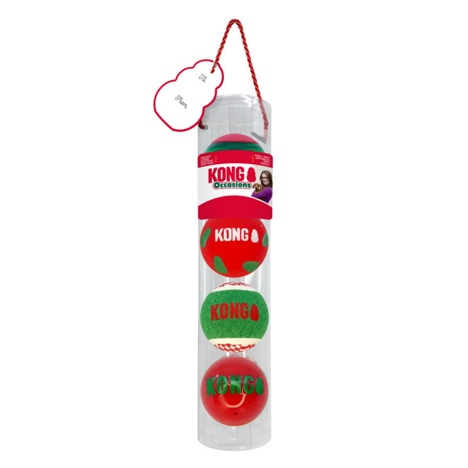 KONG Holiday Occasions Balls Dog Toy Medium, 4 ct