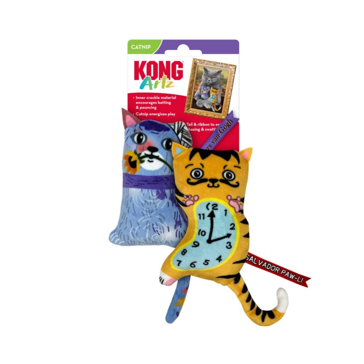 KONG Artz Catnip Cat Toy Salvador PawLi Whiskers van Gogh, 1ea/2 pk - Pets Perfect