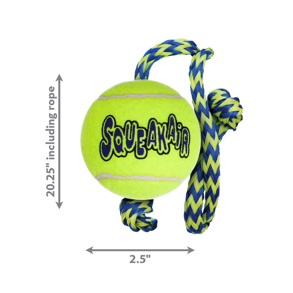 KONG AirDog Squeaker Tennis Ball with Rope Dog Toy - Medium, view 2