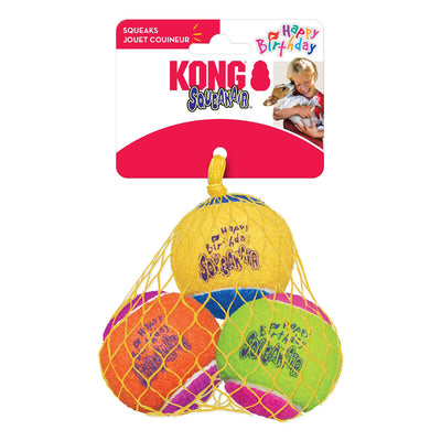 KONG Air Dog Squeaker Dog Toy Birthday Balls Assorted 3-Count, Medium