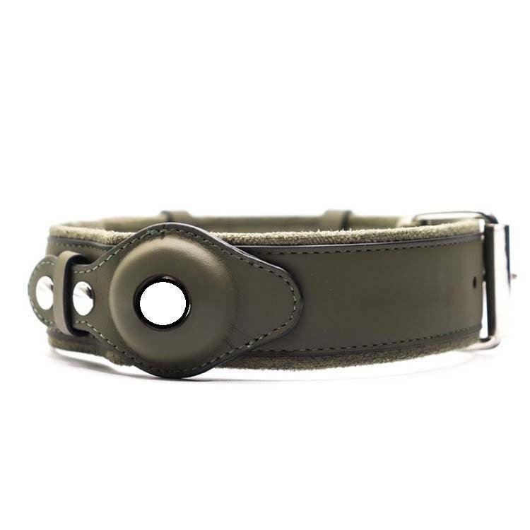 Premium Leather Dog Collar with Location Tracking - AirTag Compatible Collar for Safety - Pets Perfect