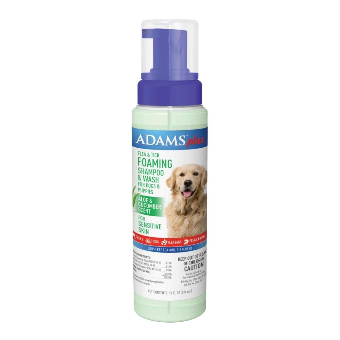 Adams Flea Tick Foaming Shampoo Wash for Dogs Puppies 1ea/10 oz - Pets Perfect