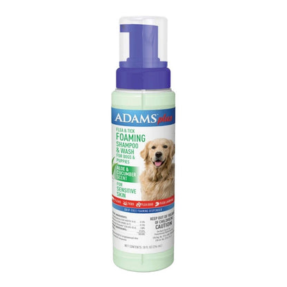 Adams Flea Tick Foaming Shampoo Wash for Dogs Puppies 1ea/10 oz - Pets Perfect