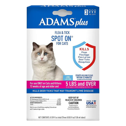 Adams Plus Flea Tick Spot On for Cats 1ea/Over 5 lb - Pets Perfect