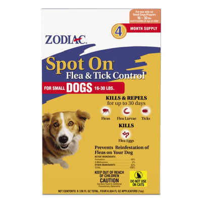 Zodiac Spot On Flea Tick Control Small Dogs, 1630 lb, 4 ct - Pets Perfect