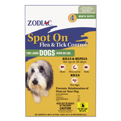 Zodiac Spot On Flea  Tick Control 1ea/Large Dogs Over 60 lb, 4 pk