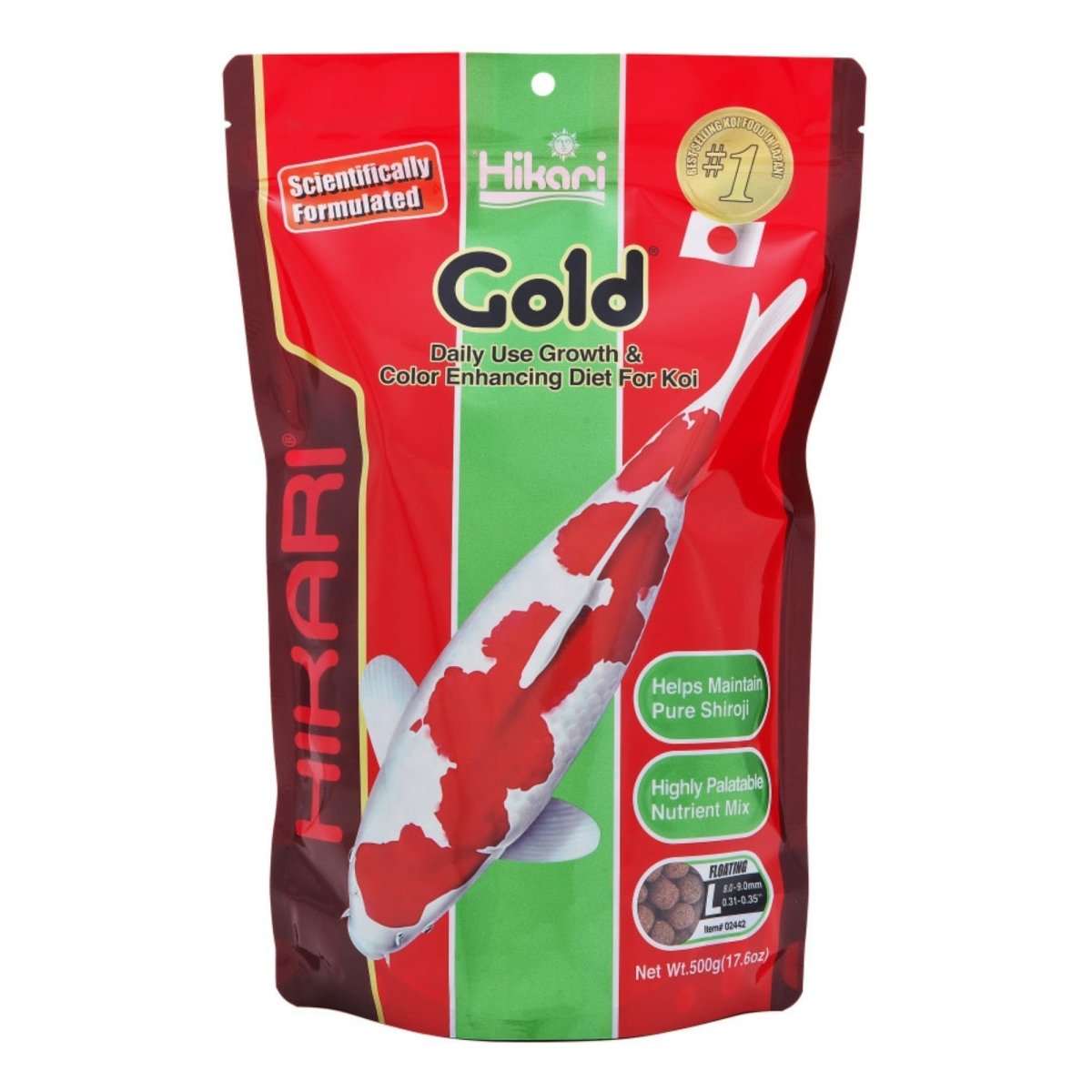Hikari USA Gold Color Enhancing Pellet Fish Food for Koi and Pond Fishes 1ea/17.6 oz, LG - Pets Perfect