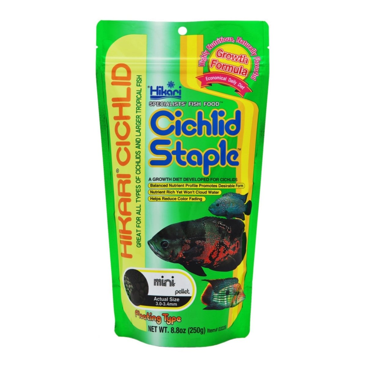 Hikari USA Cichlid Staple Pellets Fish Food 1ea/8.8 oz, Mini - Pets Perfect