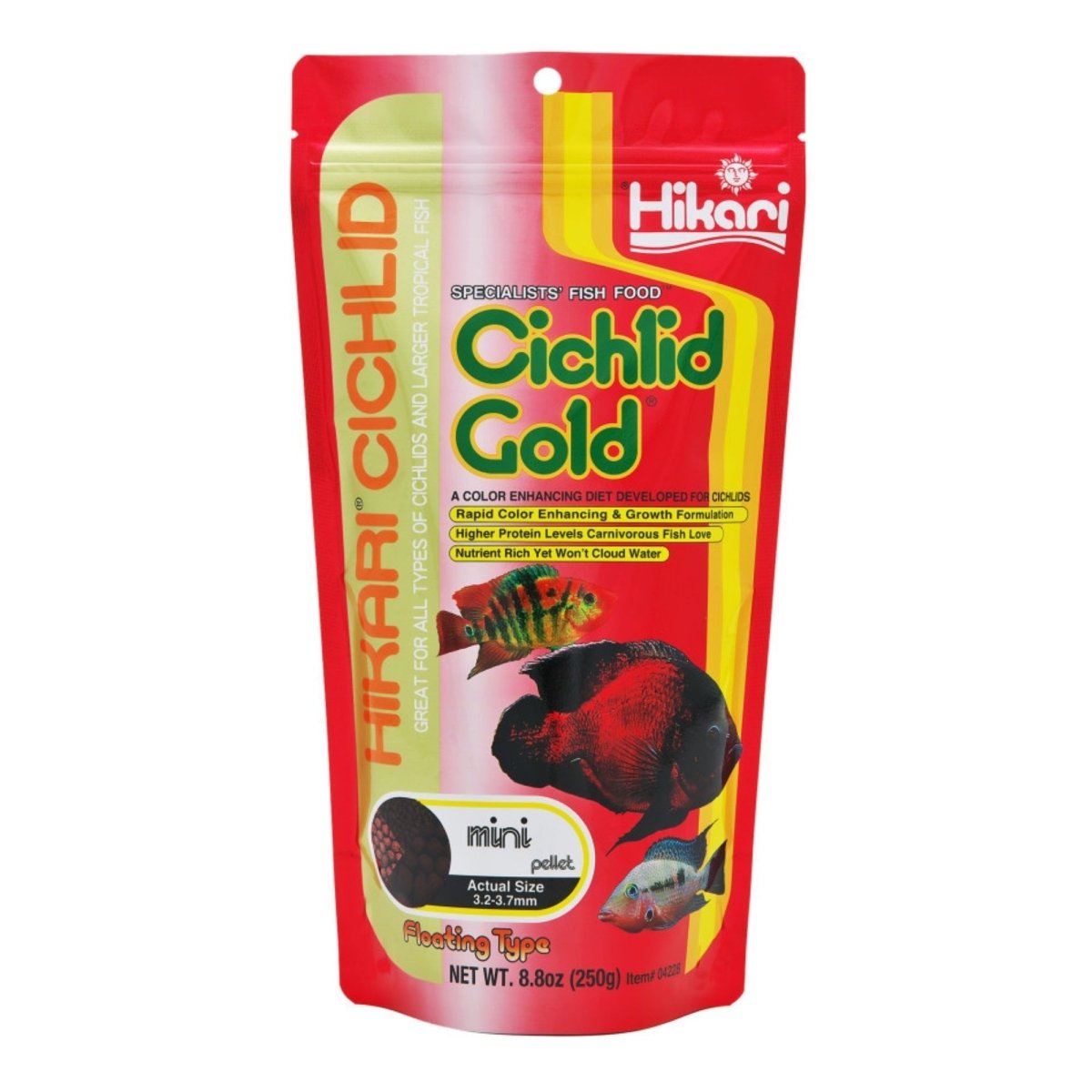 Hikari USA Cichlid Gold Pellets Fish Food 1ea/8.8 oz, Mini - Pets Perfect
