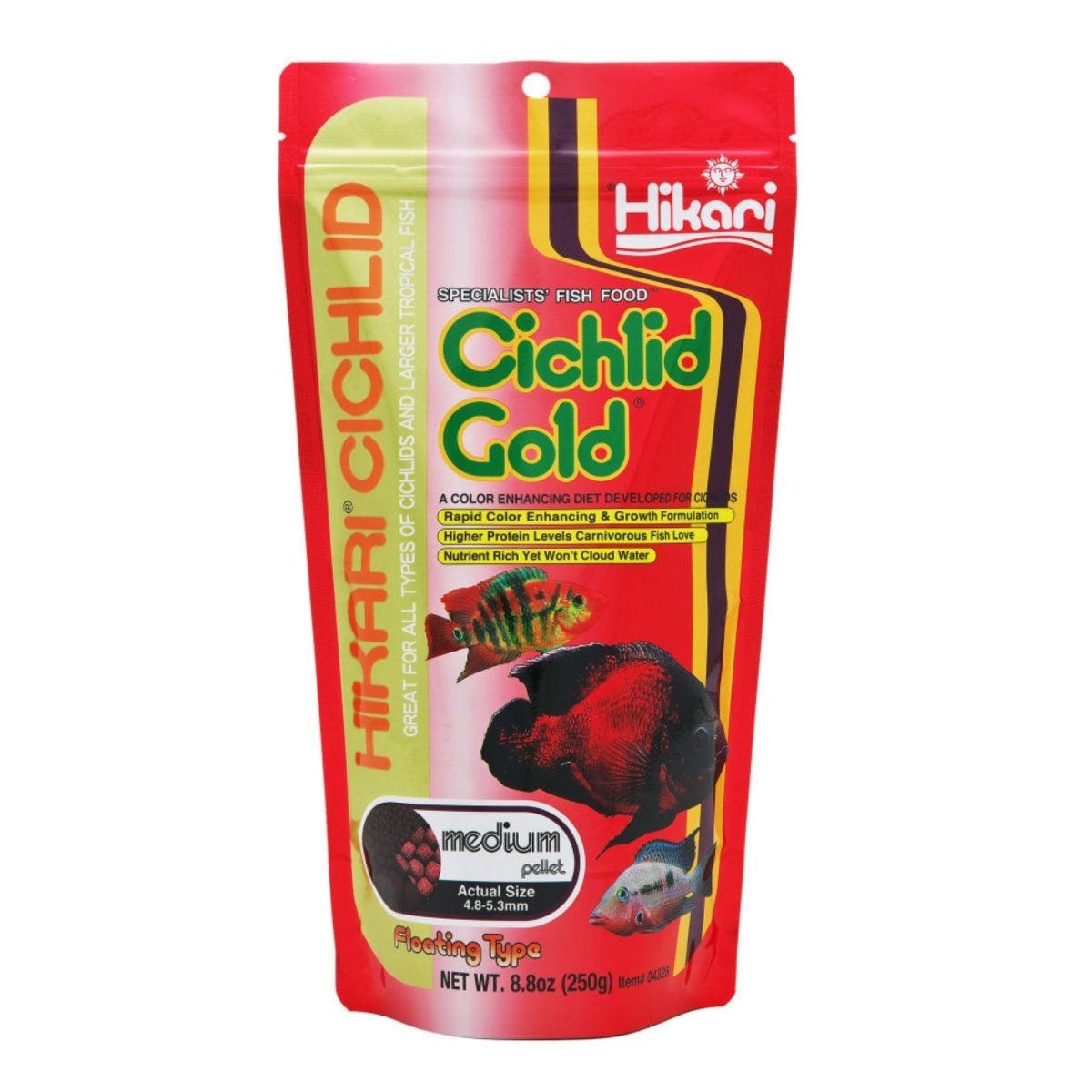 Hikari USA Cichlid Gold Pellets Fish Food 1ea/8.8 oz, MD - Pets Perfect