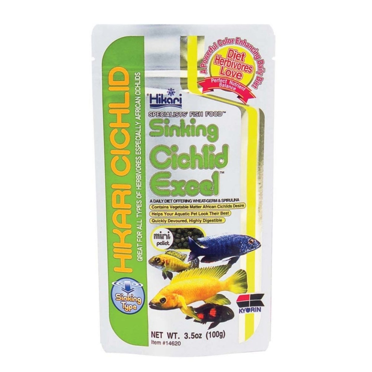 Hikari USA Cichlid Gold Sinking Pellets Fish Food 1ea/2.2 lb, Mini - Pets Perfect
