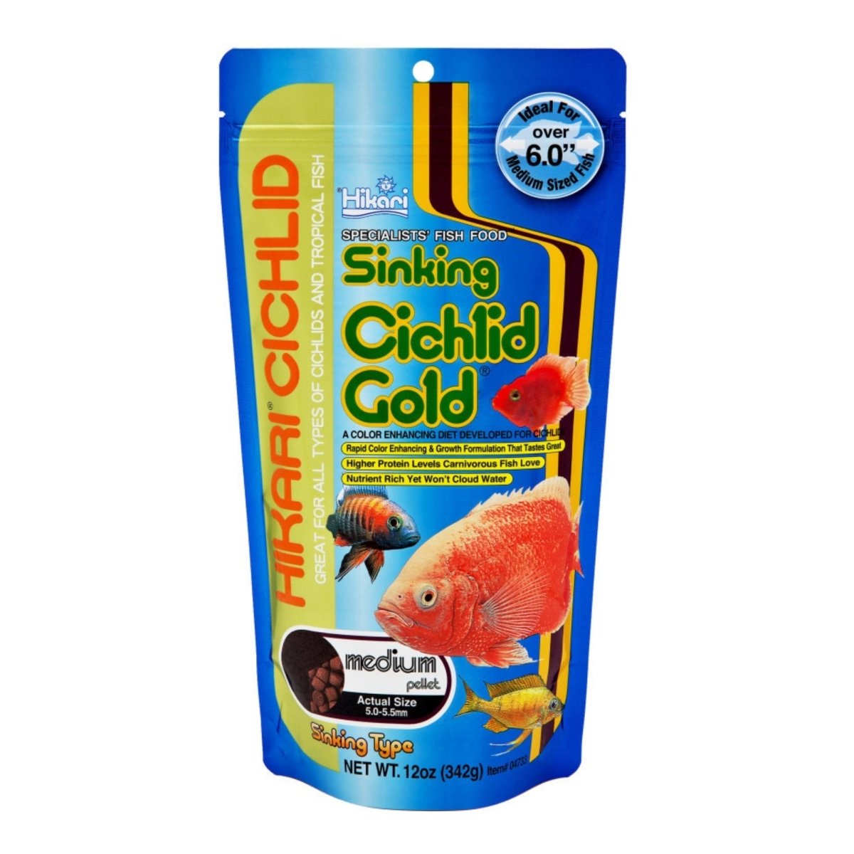 Hikari USA Cichlid Gold Sinking Pellets Fish Food 1ea/12 oz, MD - Pets Perfect