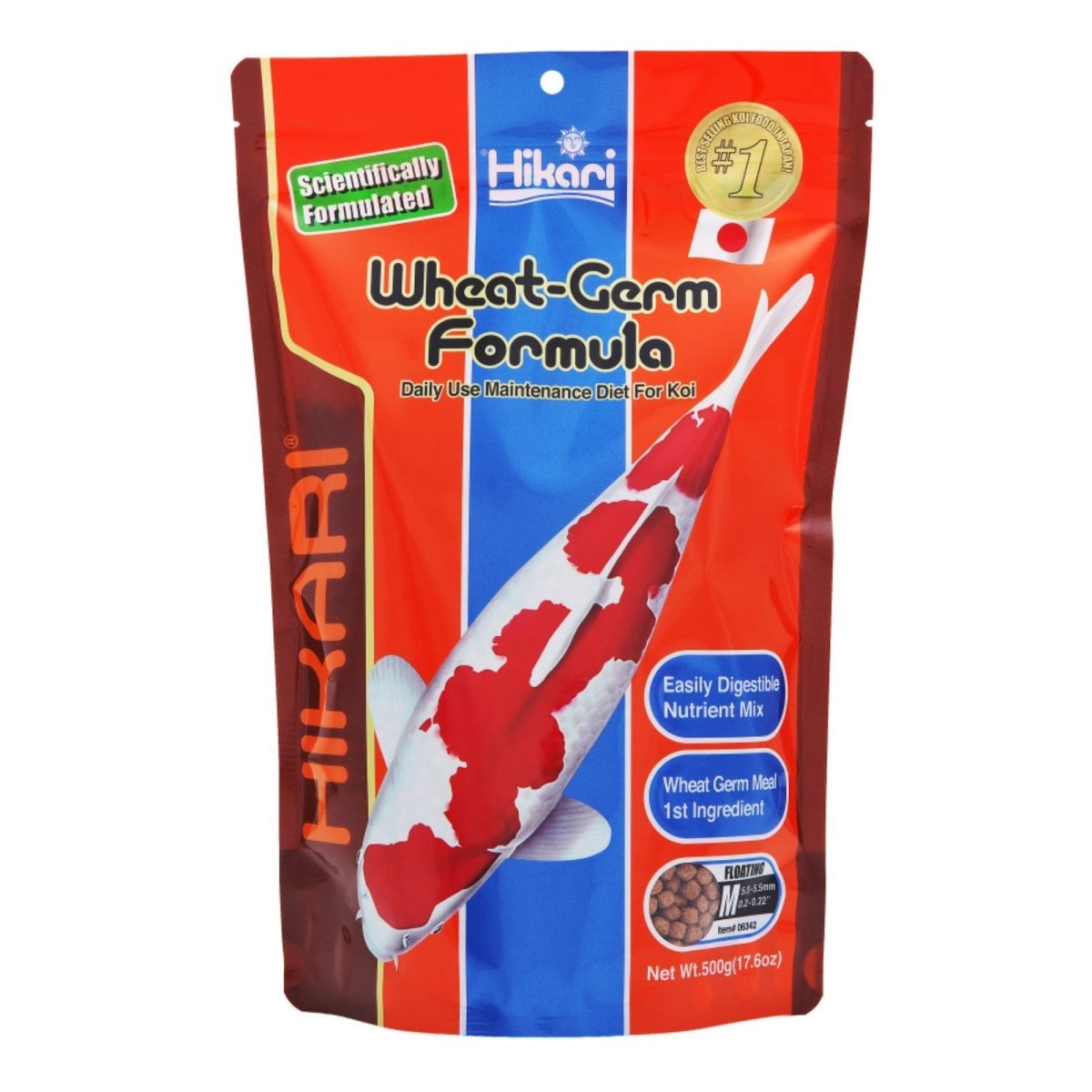 Hikari USA WheatGerm Floating Pellet Fish Food for Koi, Goldfish and Other Pond Fishes 1ea/17.6 oz, MD - Pets Perfect