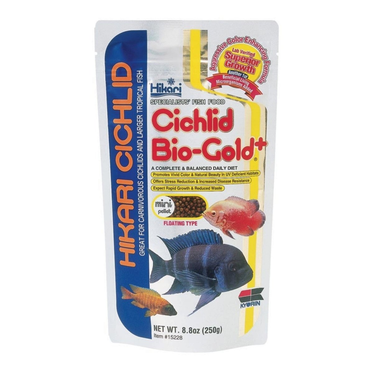 Hikari USA Cichlid BioGold Pellet Fish Food 1ea/8.8 oz, Mini - Pets Perfect