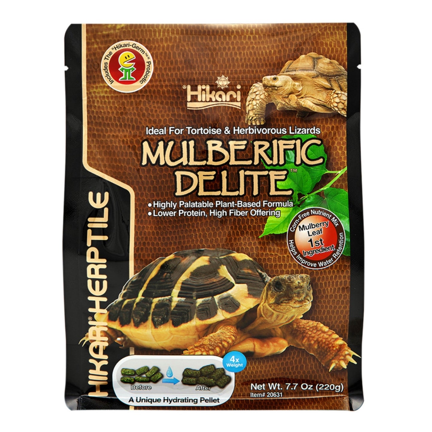 Hikari Mulberific Delite Probiotic Tortoise Food for Tortoises and Herbivorous Lizards, 7.7 oz