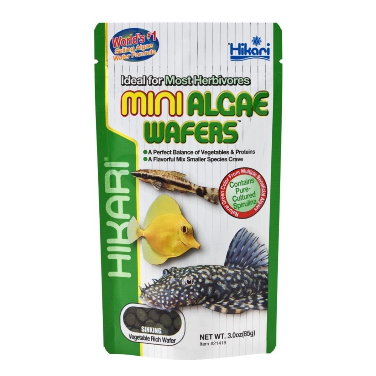Hikari USA Algae Wafers Sinking Wafer Fish Food 1ea/3 oz, Mini - Pets Perfect