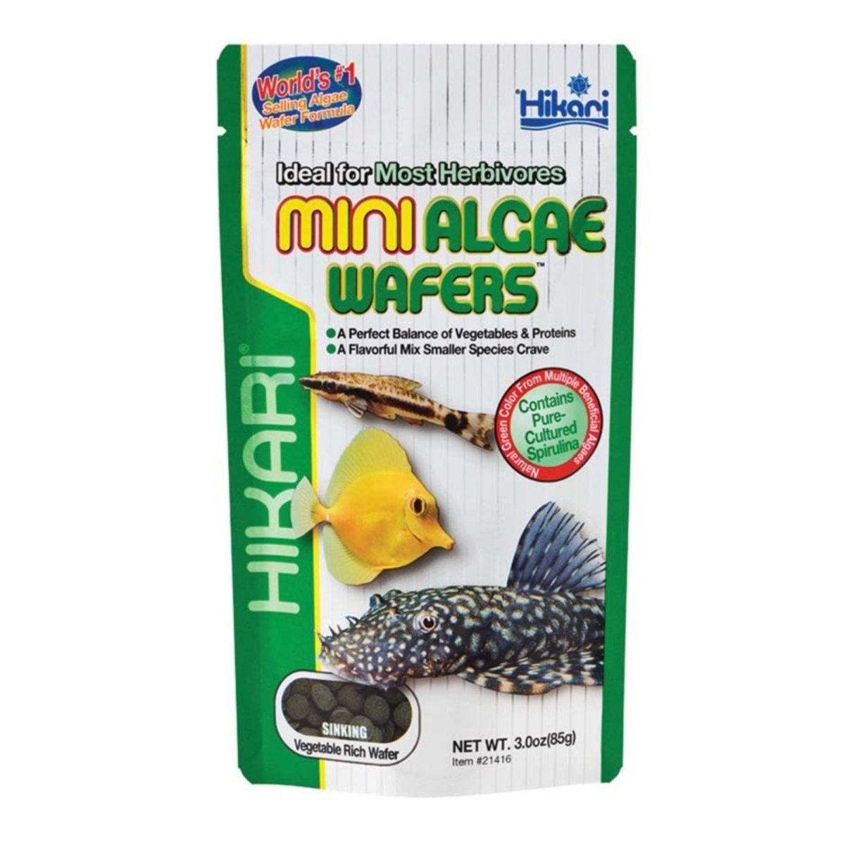 Hikari USA Algae Wafers Sinking Wafer Fish Food 1ea/2.2 lb, Mini - Pets Perfect