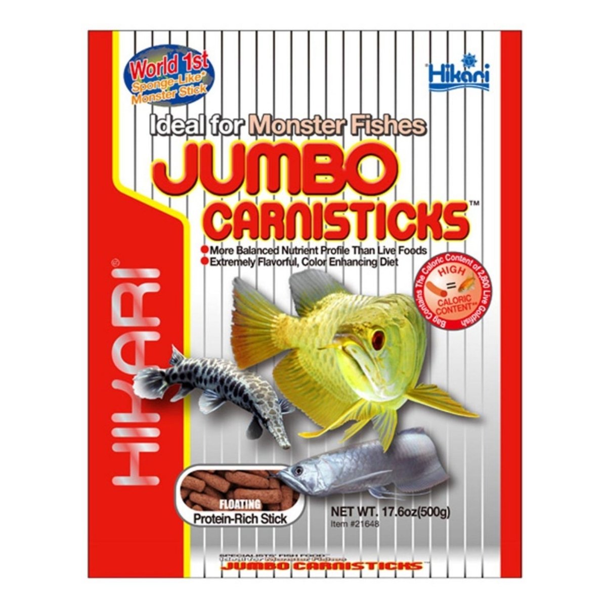 Hikari USA Jumbo CarniSticks Floating Fish Food 1ea/17.6 oz, Jumbo - Pets Perfect