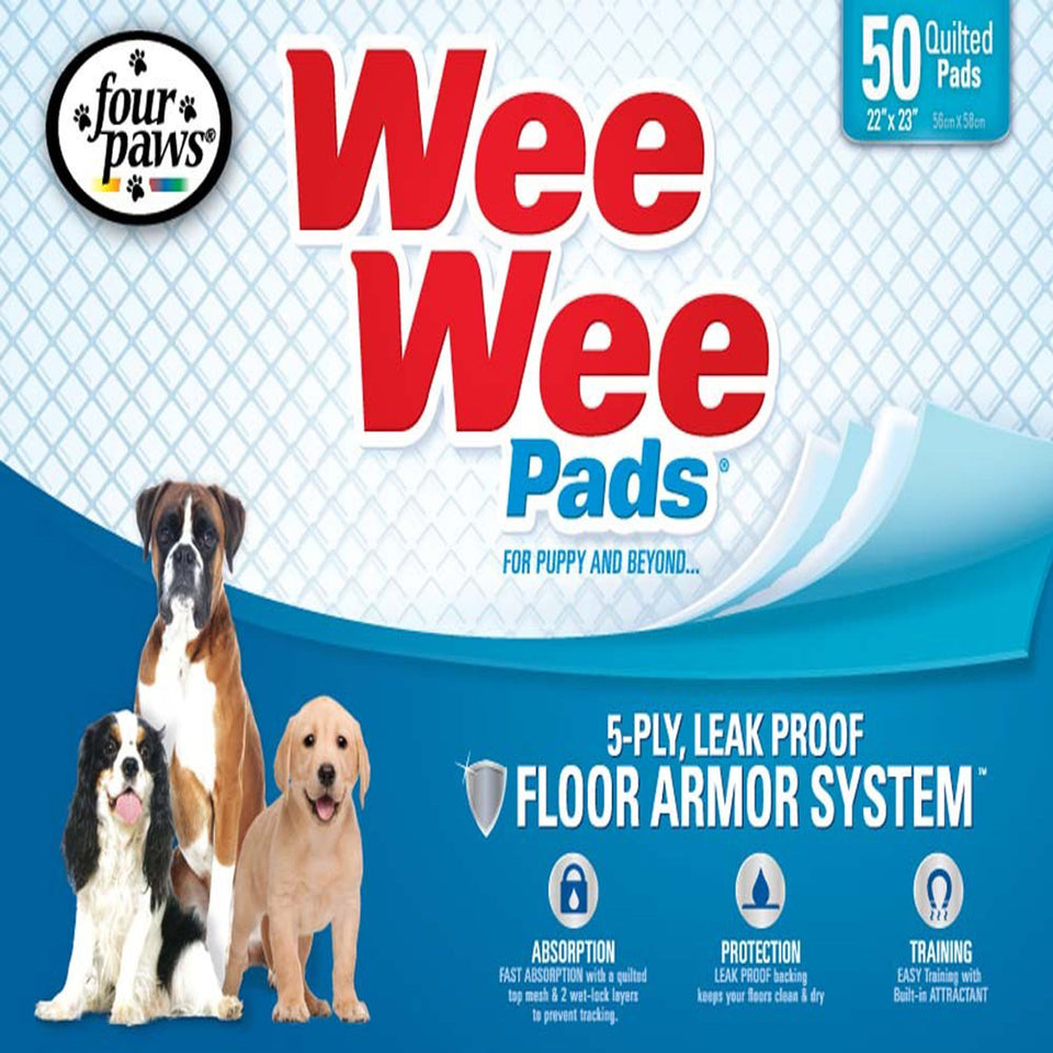 Four Paws WeeWee Superior Performance Dog Pee Pads, 22 in x 23 in 50 ct