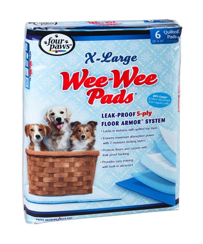 Four Paws WeeWee Superior Performance X-Large Dog Pee Pads, 28 in x 34 in 6 ct