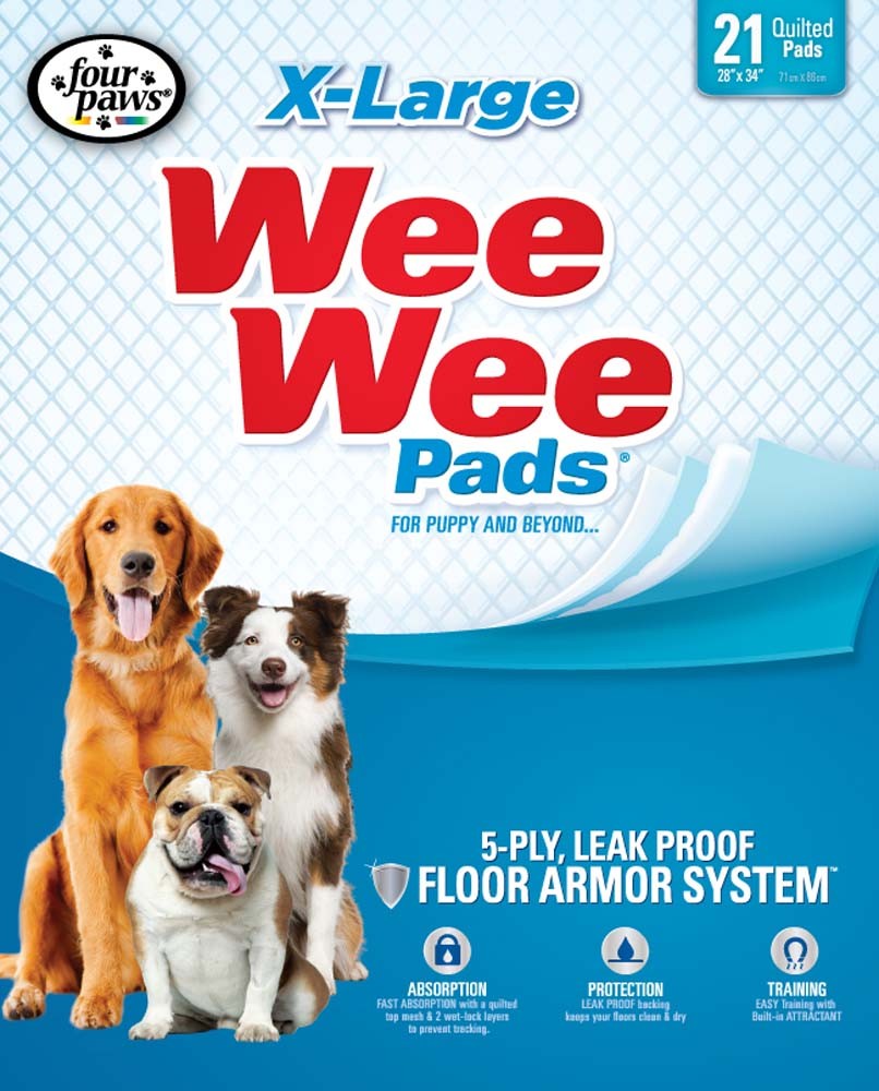 Four Paws WeeWee Superior Performance X-Large Dog Pee Pads, 28 in x 34 in 21 ct