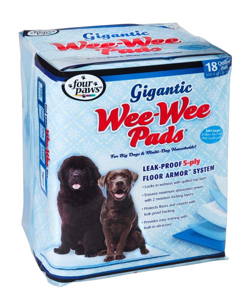 Four Paws WeeWee Superior Performance Gigantic Dog Pee Pads, 27.5 in x 44 in 18 ct