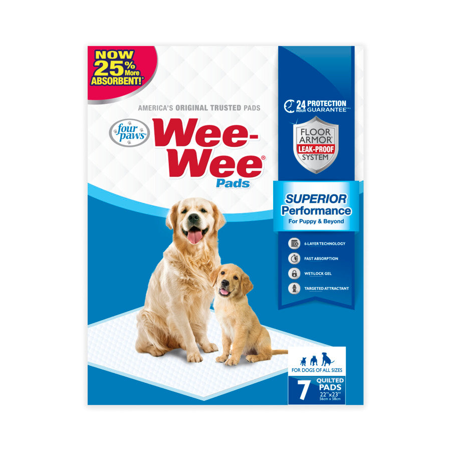 Four Paws WeeWee Superior Performance Dog Pee Pads, 22 in x 23 in 7 ct