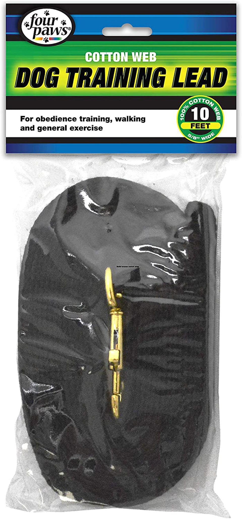 Four Paws Cotton Web Dog Lead, Black, 10 ft
