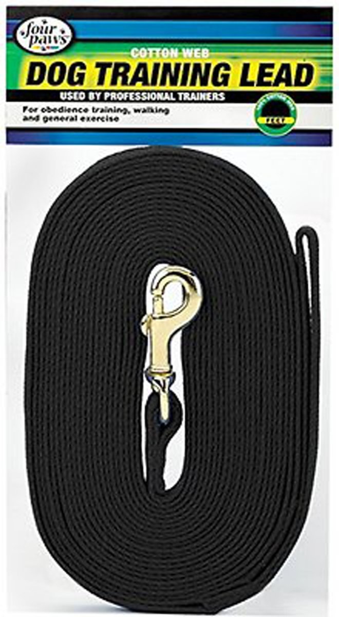 Four Paws Cotton Web Dog Lead Black, 1ea/30 Foot - Pets Perfect