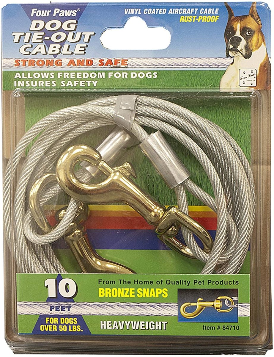 Four Paws Heavy Weight Dog Tie Out Cable Silver, 1ea/10 Foot - Pets Perfect