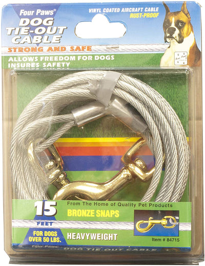 Four Paws Heavy Weight Dog Tie-Out Cable, Silver, 15 ft