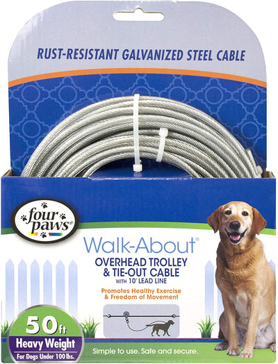 Four Paws Heavy Weight Dog Trolley Exerciser, Silver, 50 ft