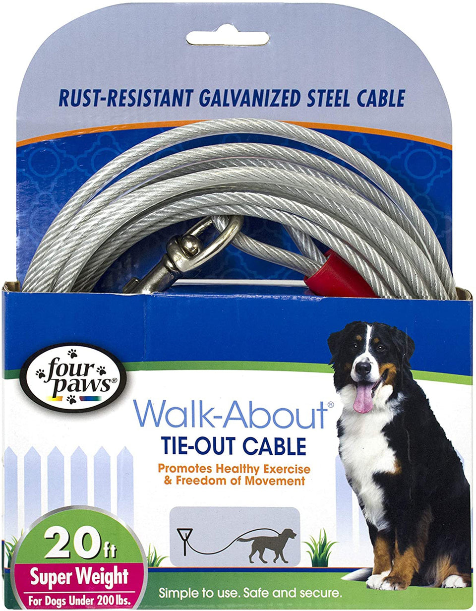 Four Paws Dog Super Tie-Out Cable, Silver, 20 ft