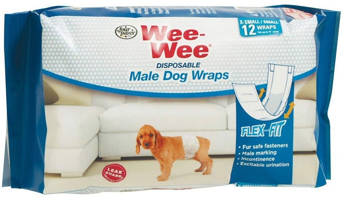 Four Paws WeeWee Disposable Male Dog Wraps 1ea/XS / SMall 12 ct - Pets Perfect