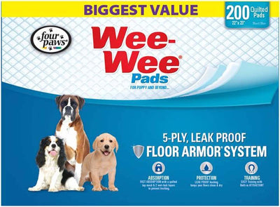 200-count Wee-Wee pee pads box with Biggest Value banner