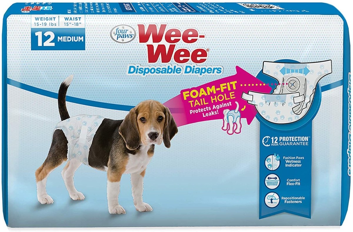 Four Paws WeeWee Disposable Dog Diapers 1ea/Medium 12 ct - Pets Perfect