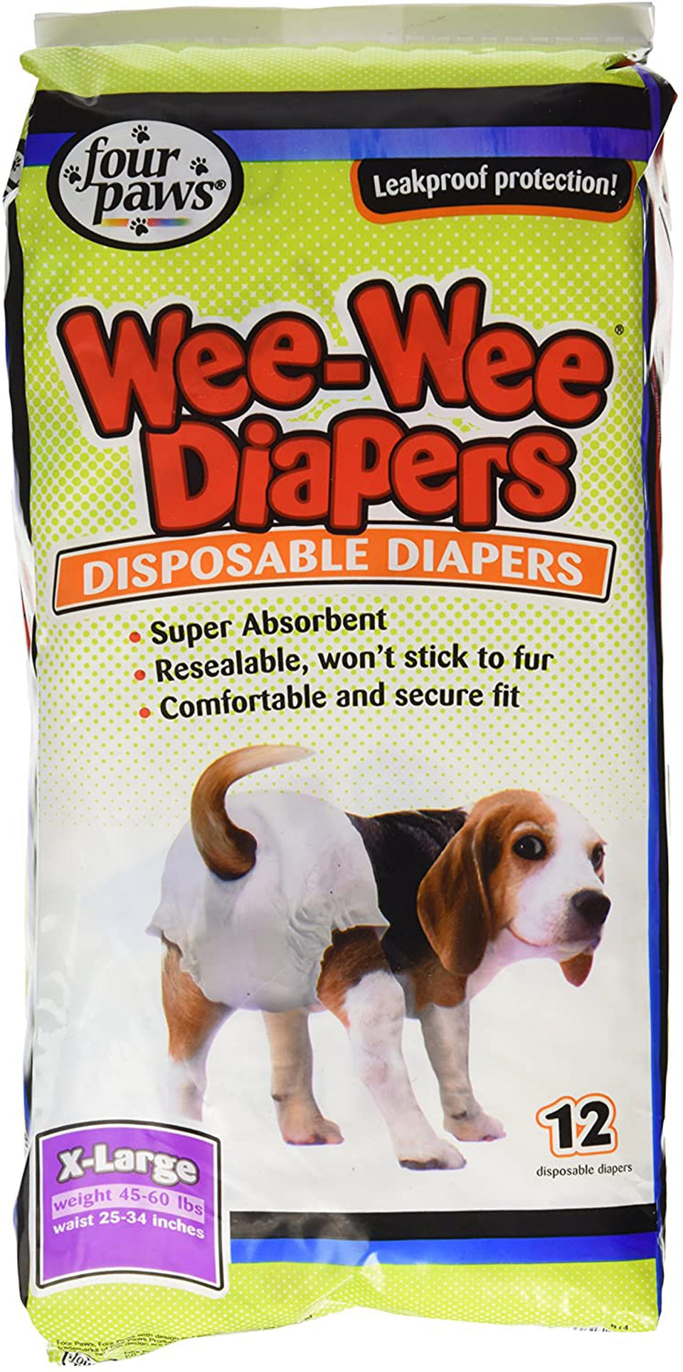 Four Paws WeeWee Disposable Dog Diapers Large 12 ct