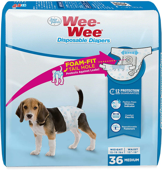 Four Paws WeeWee Disposable Dog Diapers 1ea/Medium 36 ct