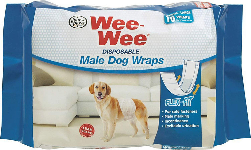 Four Paws WeeWee Disposable Male Dog Wraps Medium/Large 36 ct
