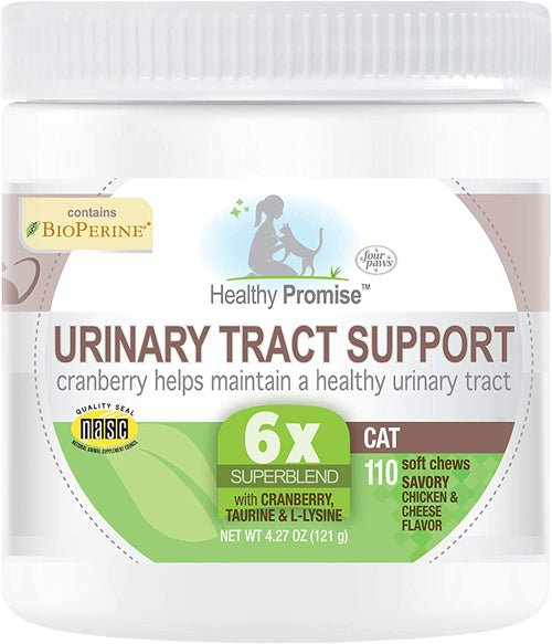 Four Paws Healthy Promise Cat Urinary Tract Supplement Soft Chews Savory Chicken Cheese, 1ea/4.27 oz 110 ct - Pets Perfect