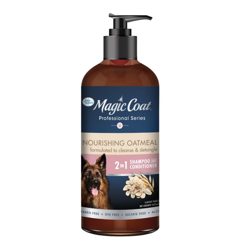 Four Paws Magic Coat Professional Series Nourishing Oatmeal 2-in-1 Detangling Dog Shampoo and Conditioner Almond Vanilla, 16 oz, 1 ct