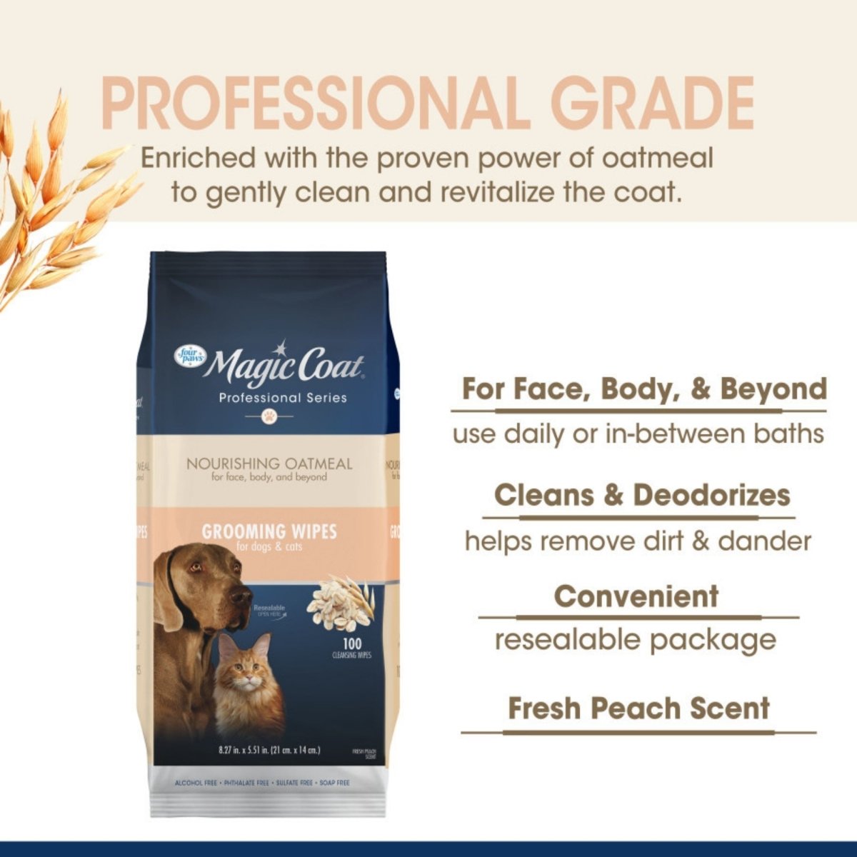 Four Paws Magic Coat Professional Series Grooming Wipes 100ct 1ea (Case of 2) - Pets Perfect