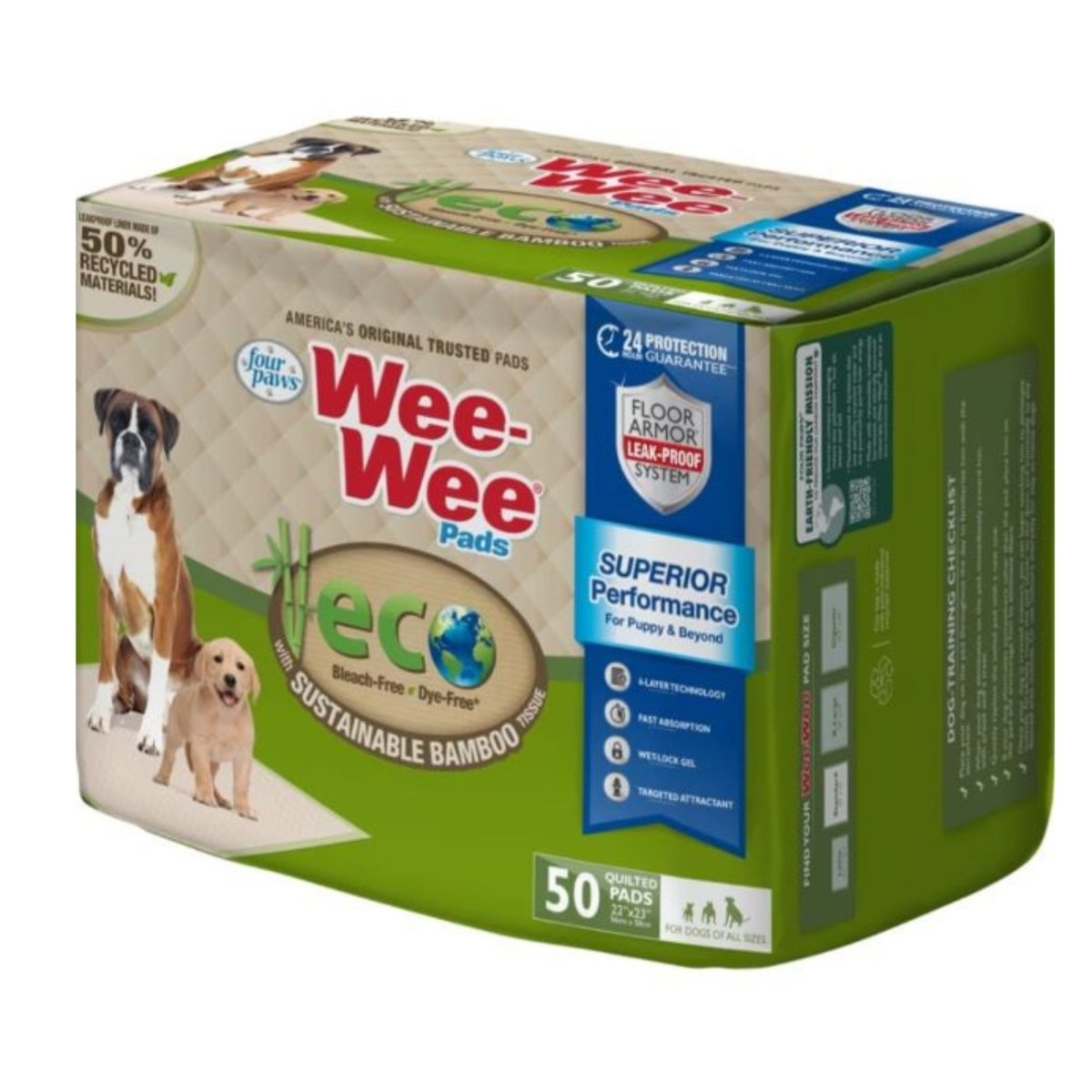 Four Paws WeeWee Superior Performance Eco Bamboo Dog Pee Pads 1ea/22 in X 23 in 50 ct - Pets Perfect