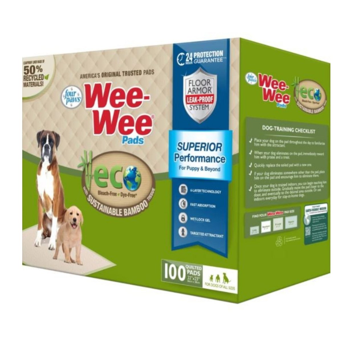 Four Paws WeeWee Superior Performance Eco Bamboo Dog Pee Pads 1ea/22 in X 23 in 100 ct - Pets Perfect