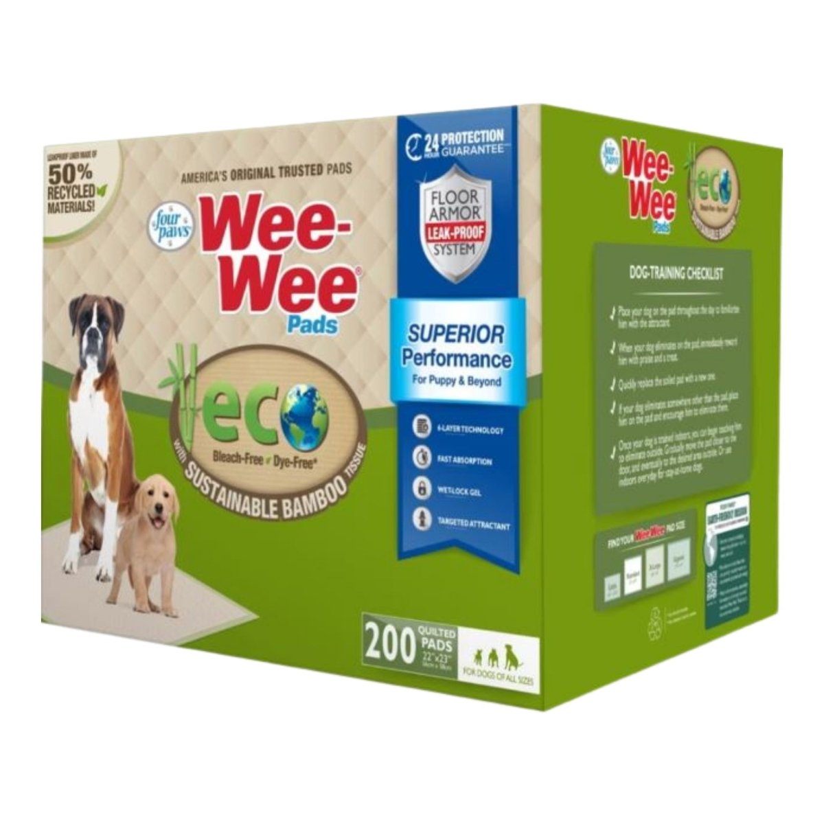 Four Paws WeeWee Superior Performance Eco Bamboo Dog Pee Pads 1ea/22 in X 23 in 200 ct - Pets Perfect