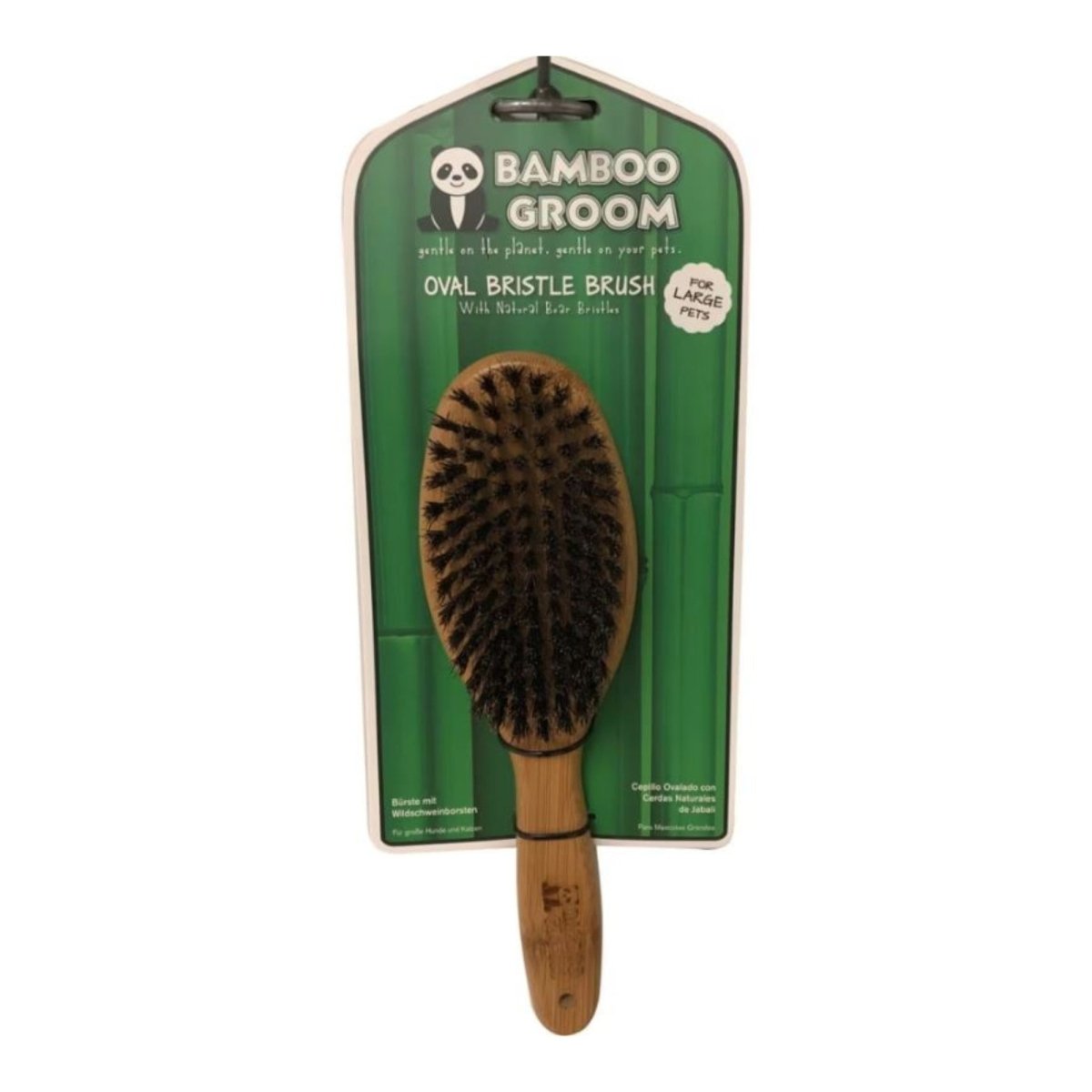 Bamboo Groom Oval Boar Bristle Brush Large - Pets Perfect