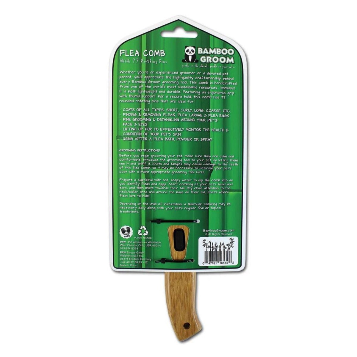 Bamboo Groom Rotating Flea Comb - Pets Perfect