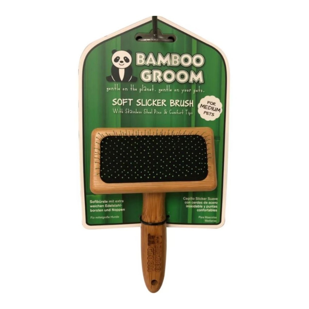 Bamboo Groom Soft Slicker Brush Medium - Pets Perfect
